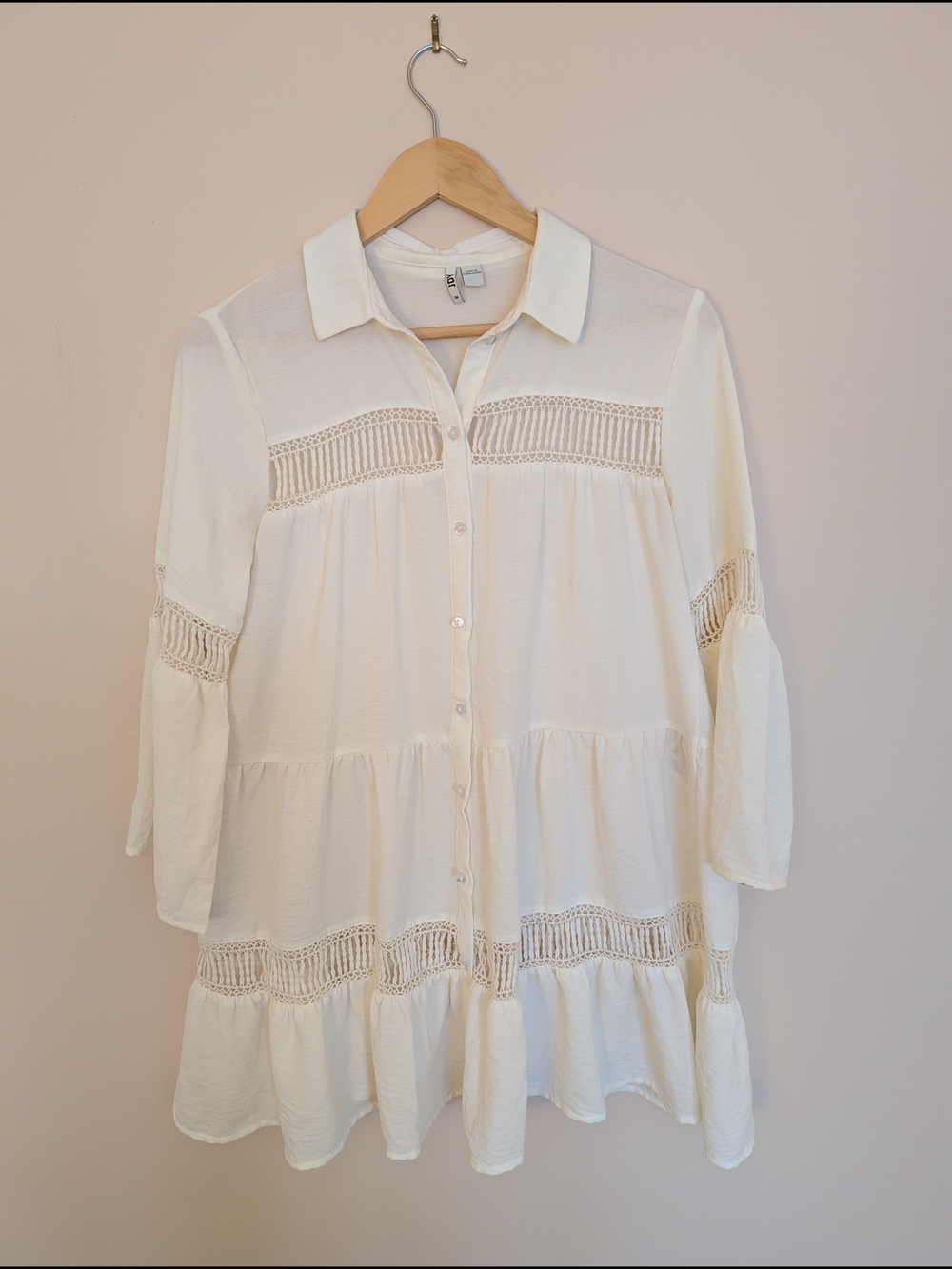 Semi-sheer White Button-Front Tunic Top